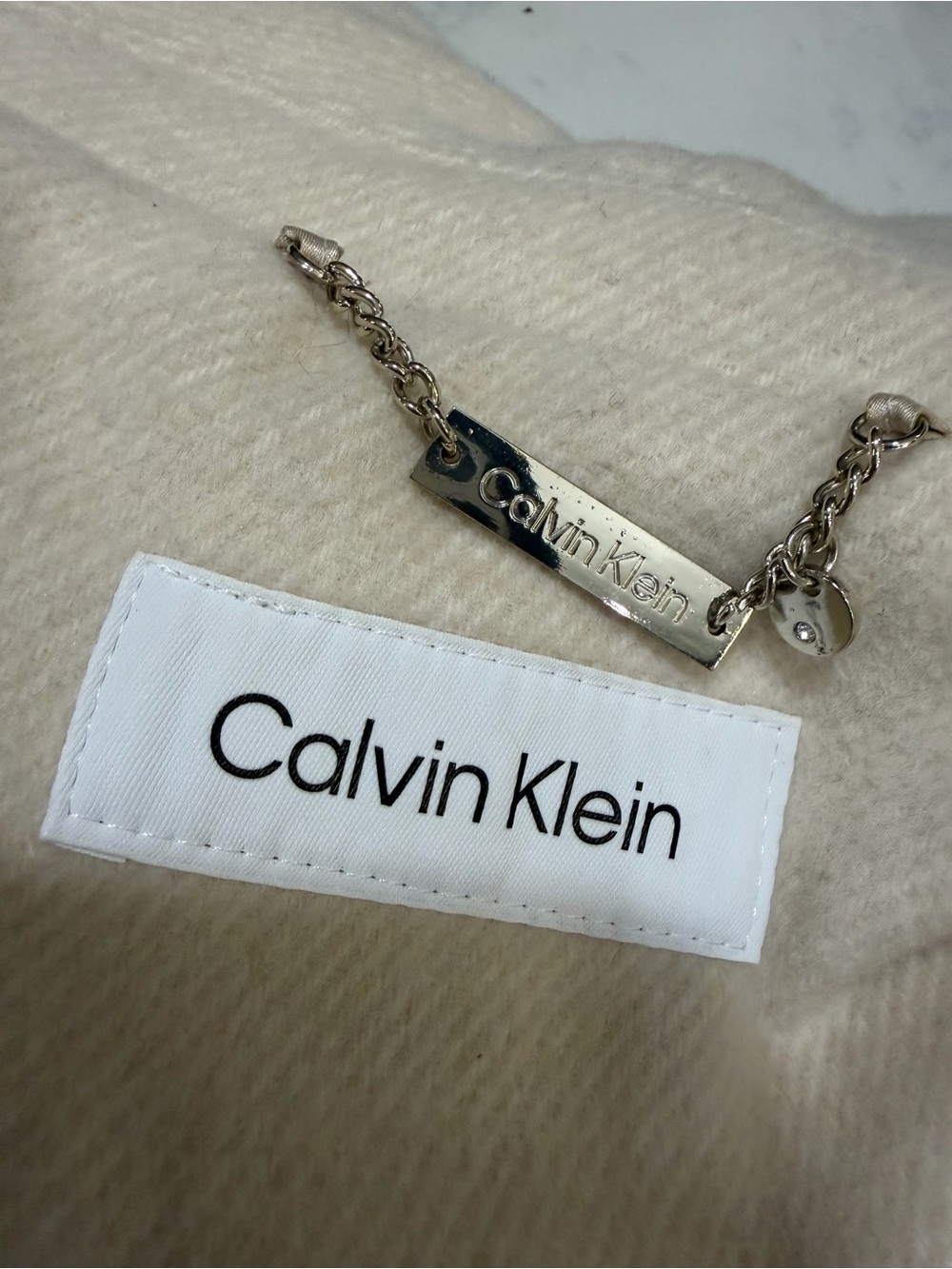 Calvin Klein Cream Belted Trench Coat - Picture 15 of 15